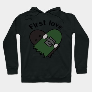 Skateboard heart 'first love' Hoodie